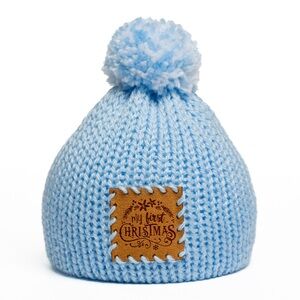 Baby Pom Pom Knit Hat - Light Blue